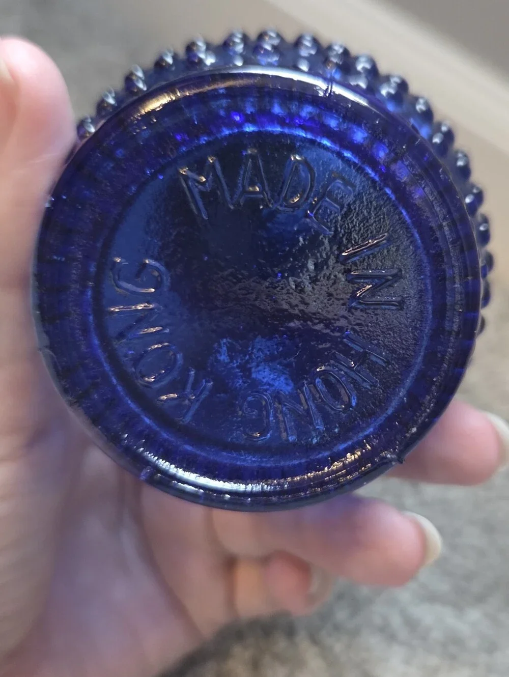Blue Hobnail Oil Hurricane Lamp